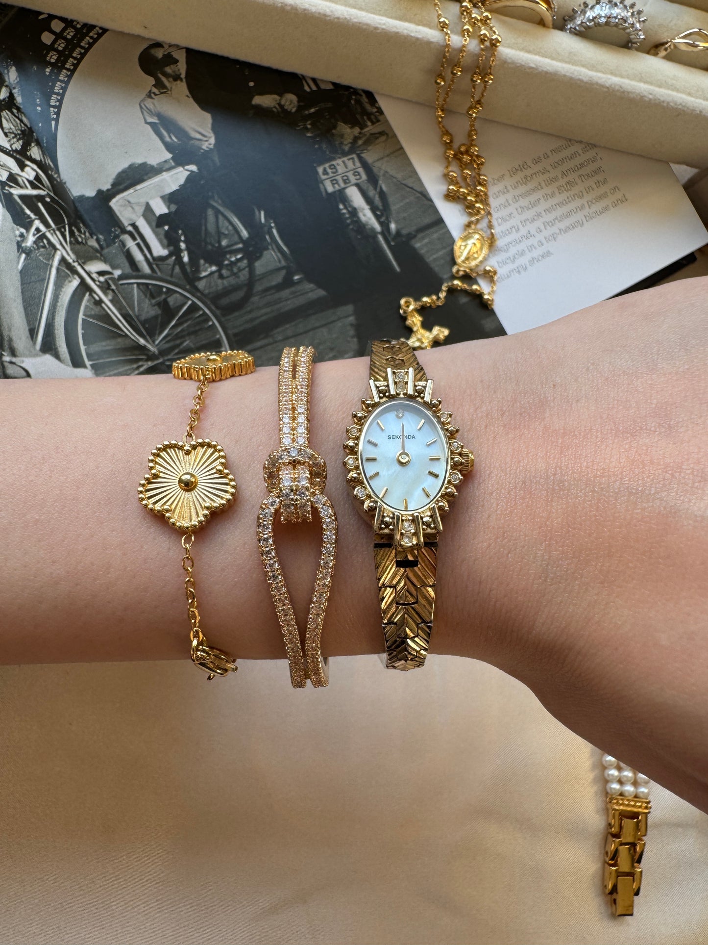 Seiko pearl dial watch