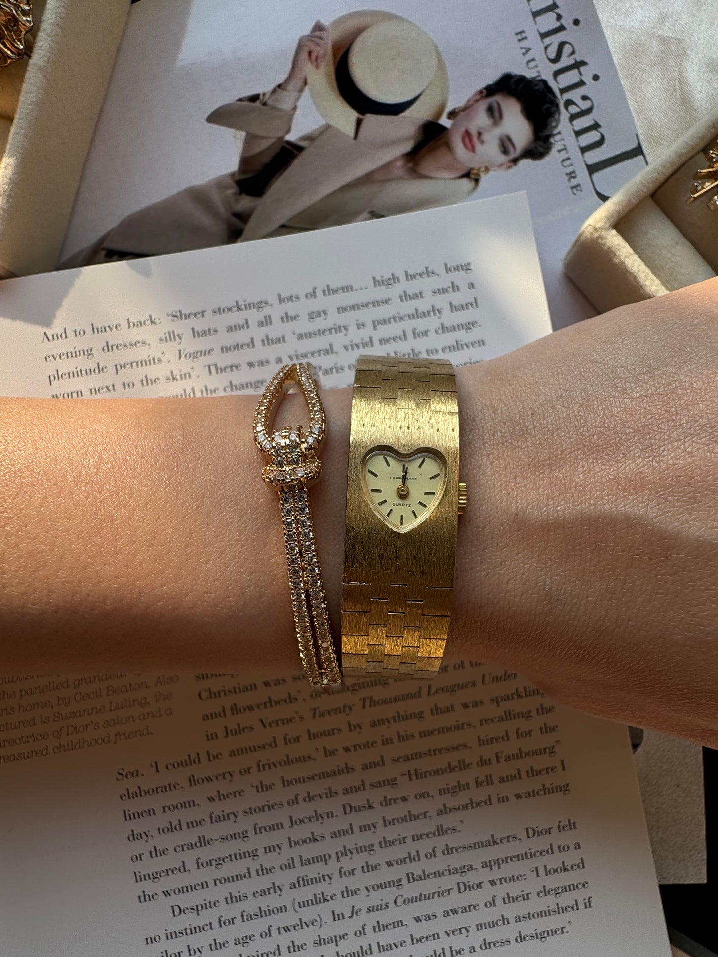 Gold toned heart watch