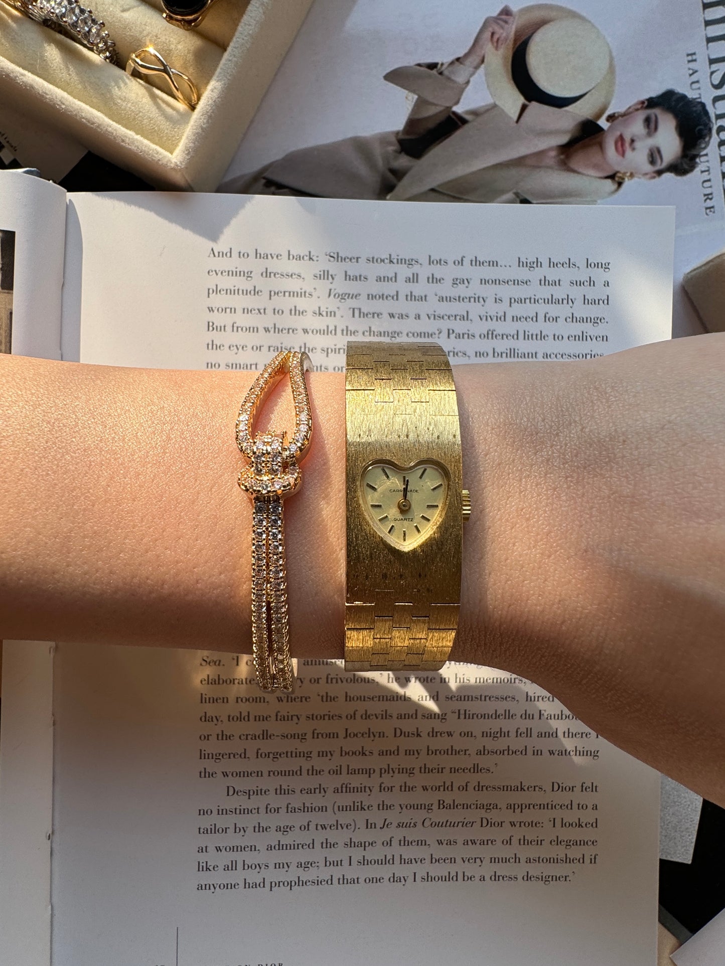 Gold toned heart watch