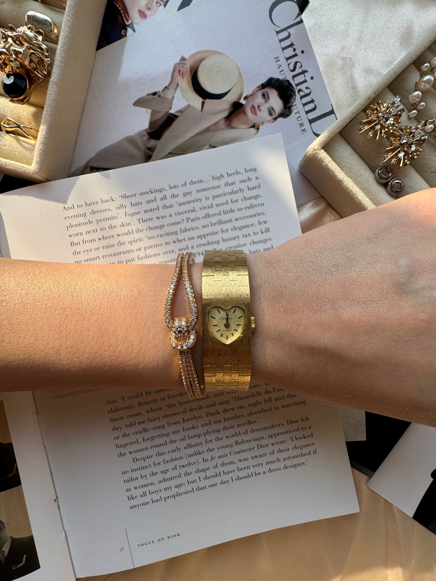 Gold toned heart watch