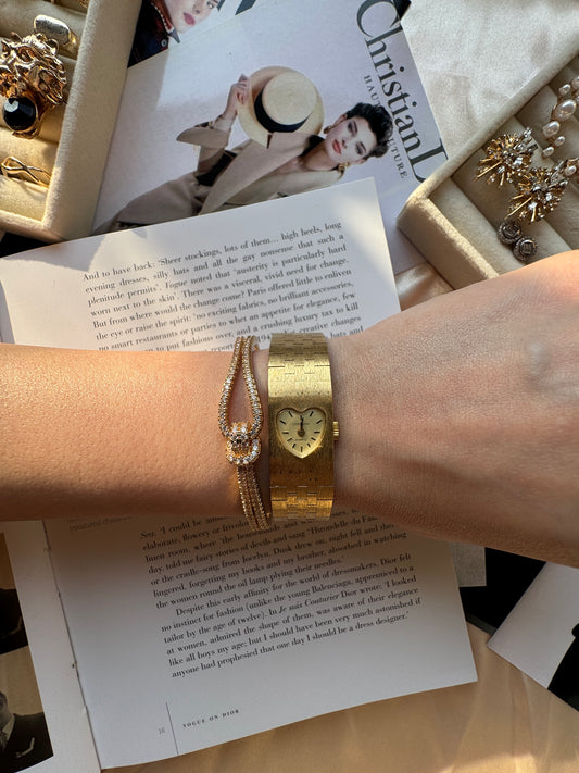 Gold toned heart watch