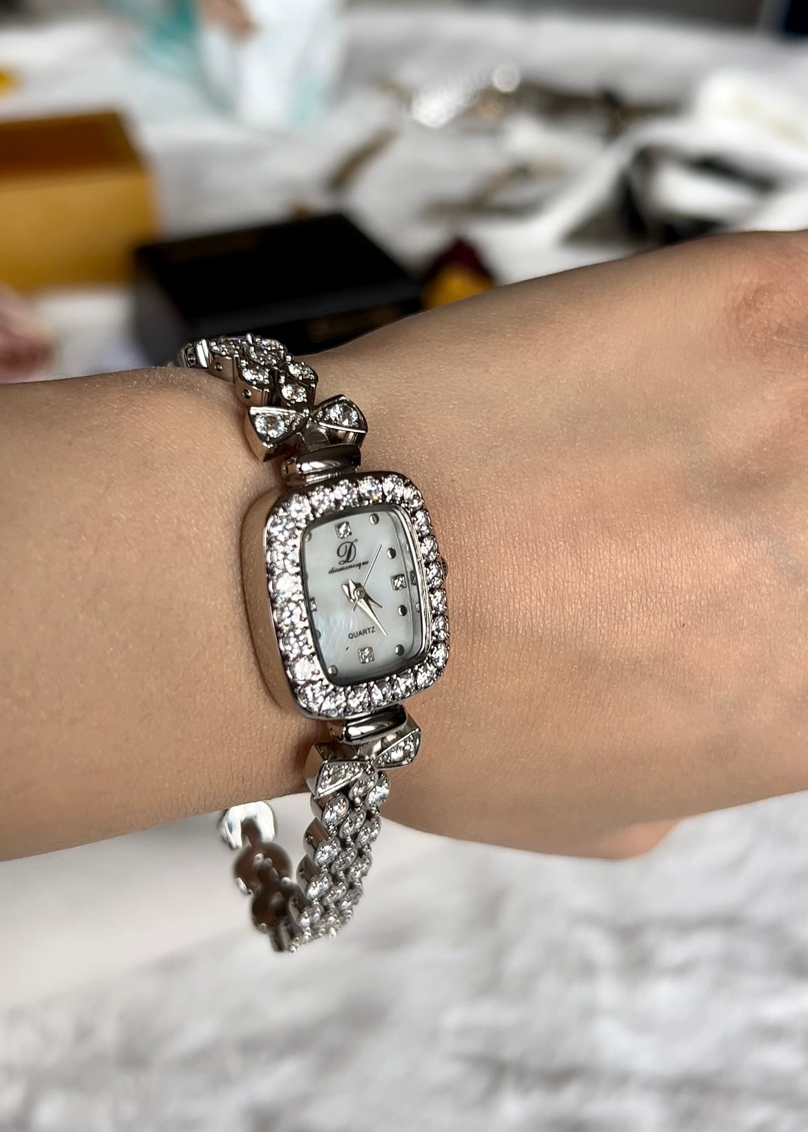 Silver diamante watch